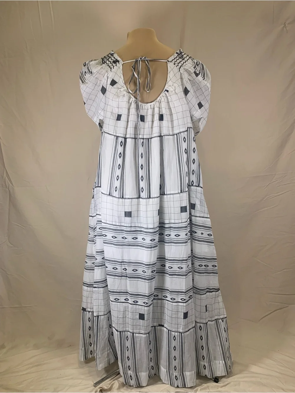 Free People Jamie Embroidered Maxi Dress Black White Patchwork Sz L NWOT